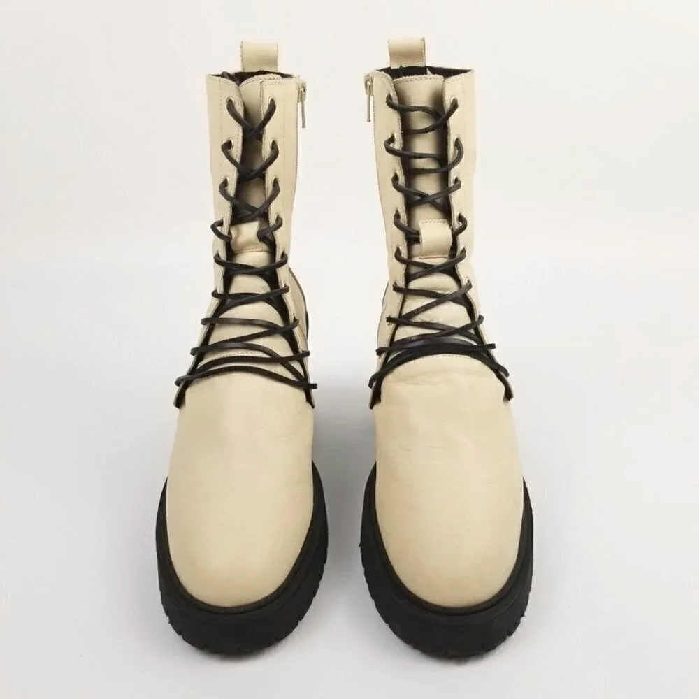 Free People Dylan Leather Lace Up Chunky Platform Combat Boots 90s Grunge Boho
